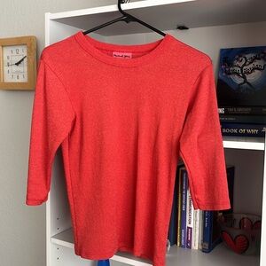 Michael Stars 3/4 Sleeves Boat Neck Cotton/nylon sparkly tee